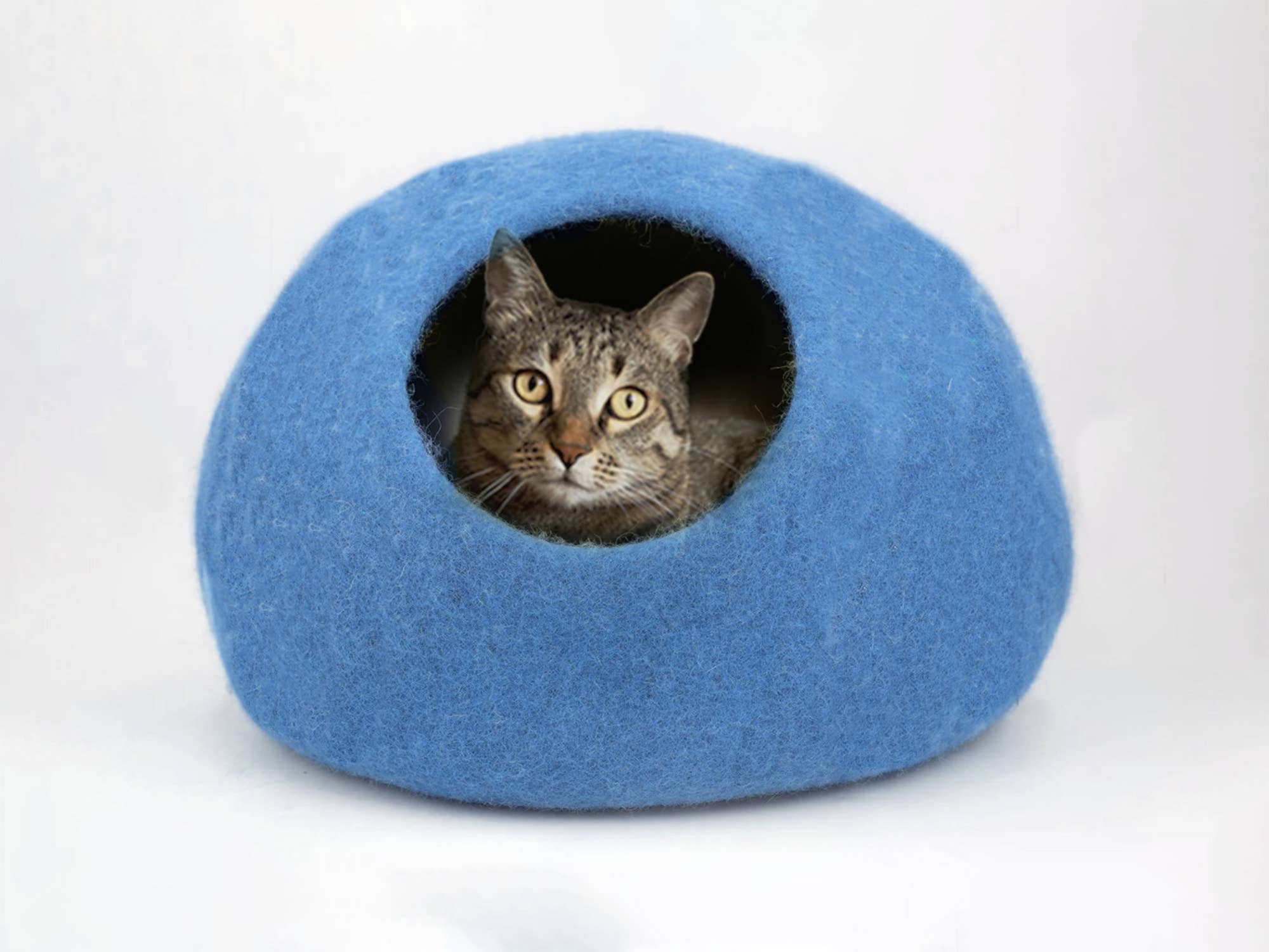Felt Cat Cave Natural Felt Wool Cat Bed - SOLID COLORS: Heather Gray